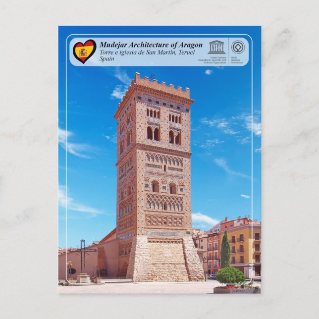 Postal WHS UNESCO - Torre de la Iglesia de San Martín (Anverso)