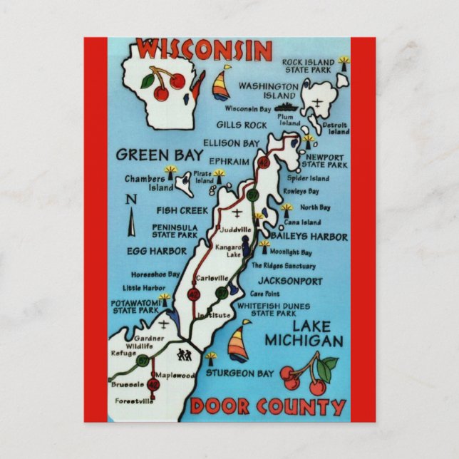 Postal WI del condado de Door (Anverso)