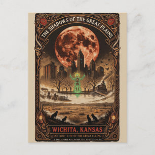 Postal Wichita embrujada, Kansas Viaje de terror vintage