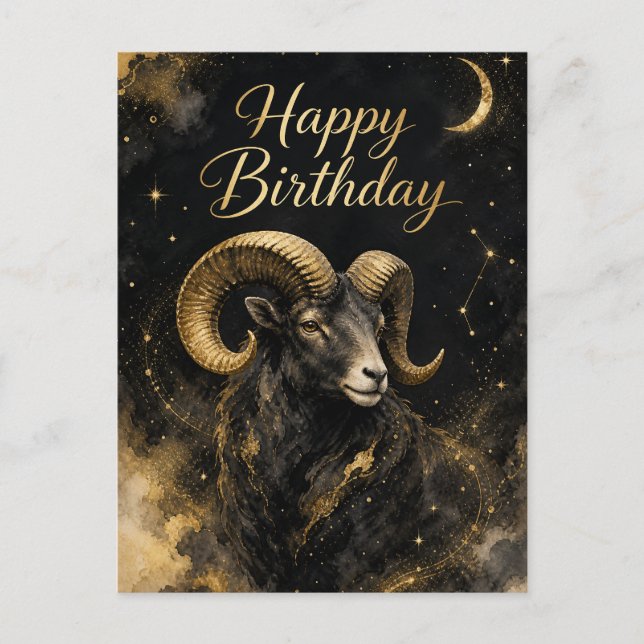 Postal Widder Happy Birthday Sternzeichen Design (Anverso)
