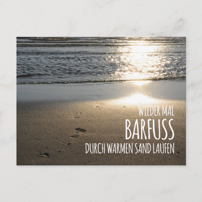 Postal Wieder mal barfuß durch warmen Sand laufen (Anverso)