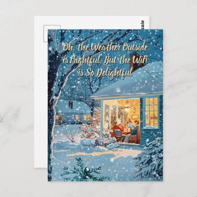 Postal WiFi es tan delicioso - Funny Navidades Postcard (Anverso / Reverso)