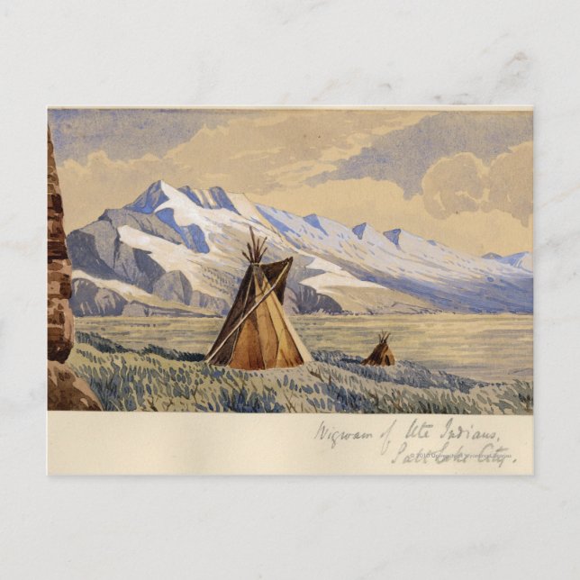 Postal Wigwam de los indios ute, Salt Lake City (Anverso)