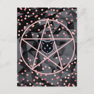 Postal WiizyWitch Magic Witch Cosmic Cat Pentacle Magick