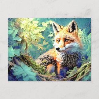 Postal Wild Forest Red Fox - PROPIO ARTWORK -