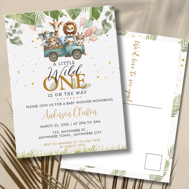 Postal Wild One Safari Baby Shower (Subido por el creador)