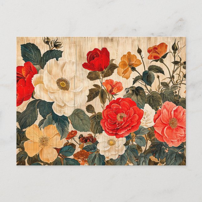 Postal Wild Rose Mix on Weathered Wood (Anverso)