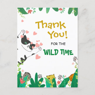 Postal Wild Time Cute Tuxedo Kitty Cat Gracias