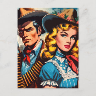 Postal Wild West Couple Retro Comics