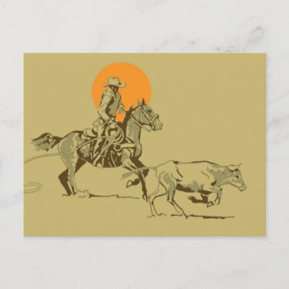 Postal Wild West Cowboy trabajando