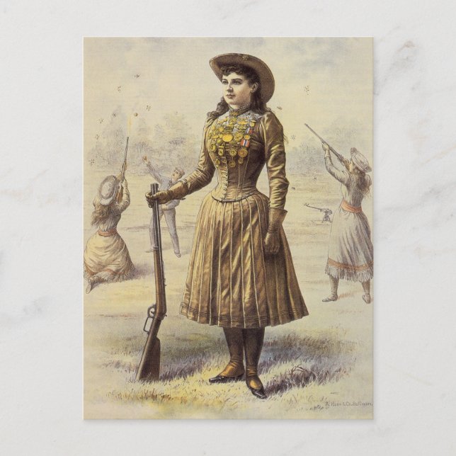Postal Wild West Show de Buffalo Bill con Annie Oakley (Anverso)