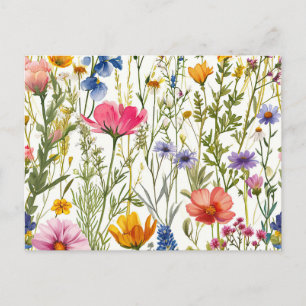 Postal Wildflower Floral Bebé en Flor Nacimiento Primaver