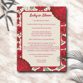 Postal Wildflower Red Poppy Baby Shower por distancia
