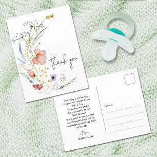 Postal Wildflowers Baby Shower Gracias