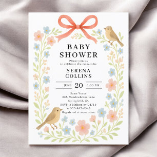 Postal Wildflowers Red Bow Baby Shower