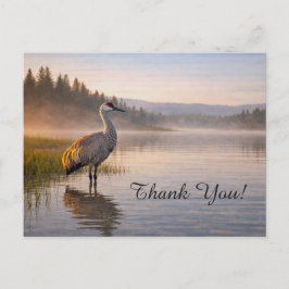 Postal Wildlife Sandhill Crane Calm Lake Thank You