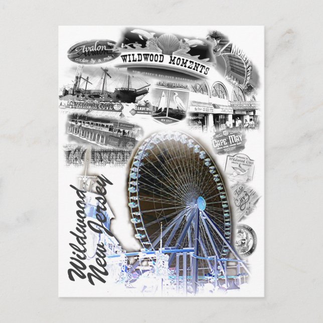 Postal Wildwood, paseo marítimo de Nueva Jersey (Anverso)