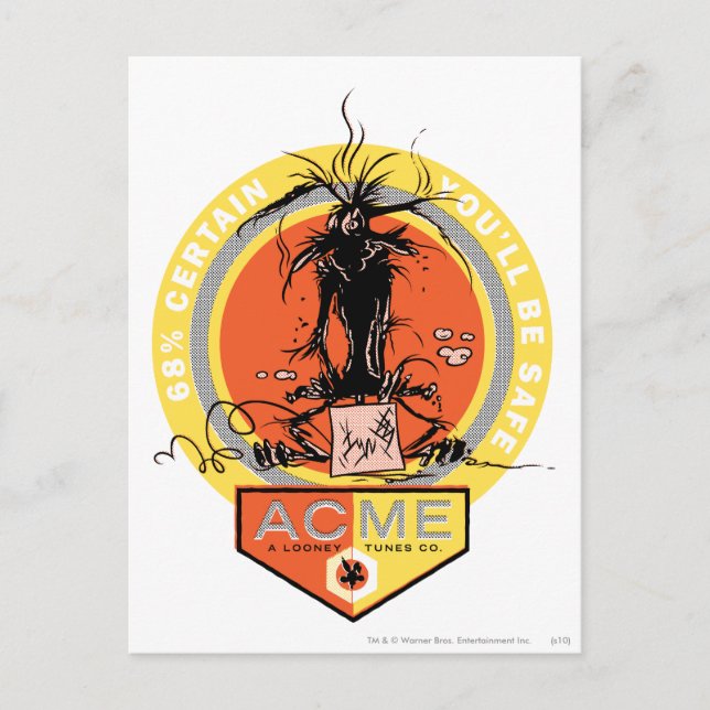 Postal WILE E. COYOTE™ Acme - 68% Seguro que estarás segu (Anverso)