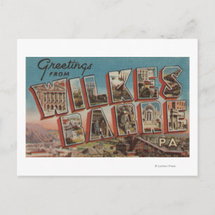 Postal Wilkes-Barre, Pennsylvania - Escenas de letras gra