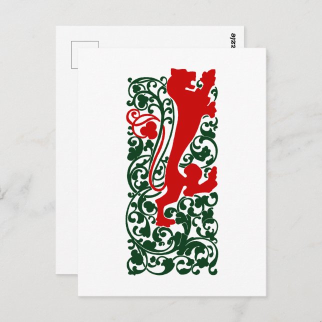 Postal Will Bradley Heraldic Lion (Anverso / Reverso)