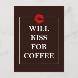 Postal Will Kiss para regalo de café Diseño original Dive