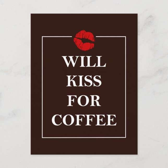 Postal Will Kiss para regalo de café Diseño original Dive (Anverso)