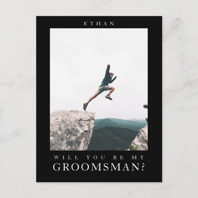 Postal Will you be my Groomsman Minimalist Photo Modern (Anverso)