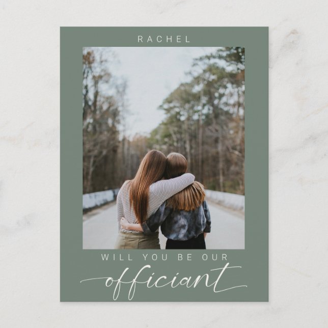 Postal Will you be my Officiant Minimal Photo Modern (Anverso)