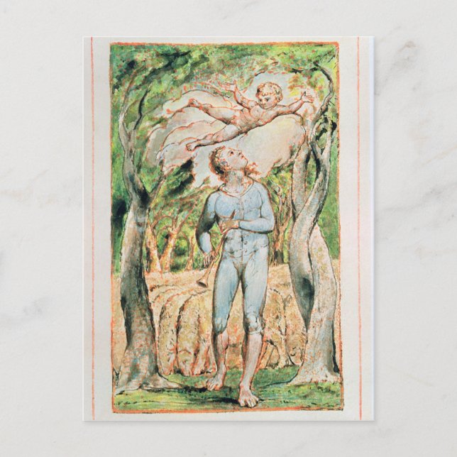 Postal William Blake | Canciones de inocencia; "el Piper" (Anverso)