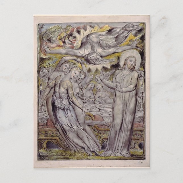 Postal William Blake-Christ rechazando el banquete de Sat (Anverso)