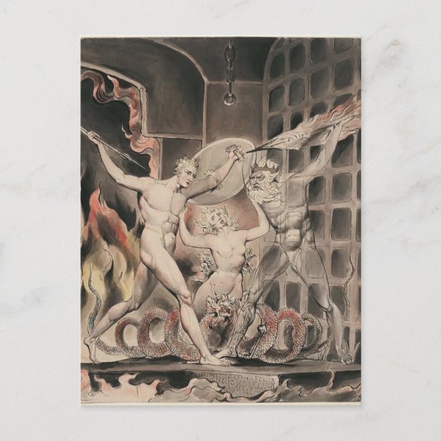 Postal William Blake: El paraíso perdido de Milton (Anverso)