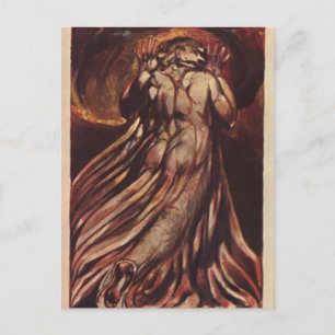 Postal William Blake, hombre de pelo blanco con una bata 
