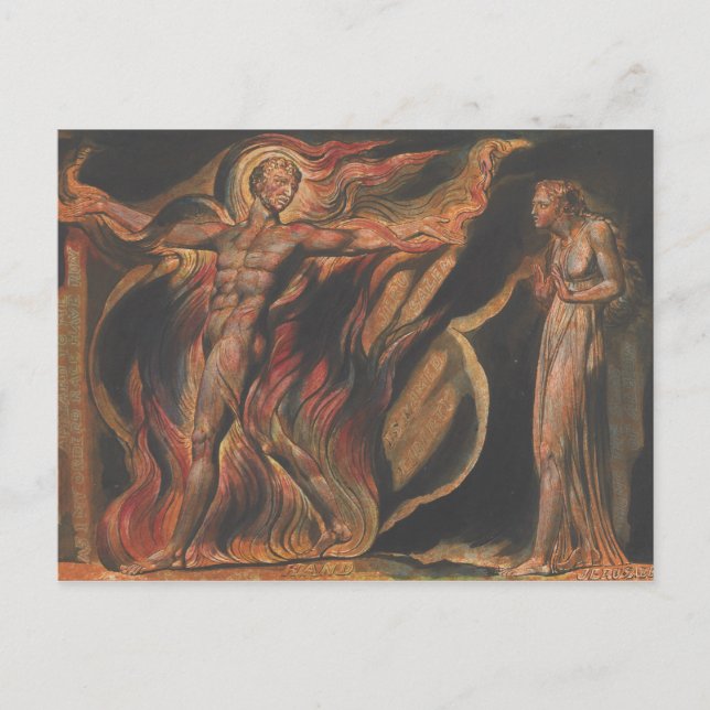 Postal William Blake - Jerusalén, placa 26, tales visione (Anverso)