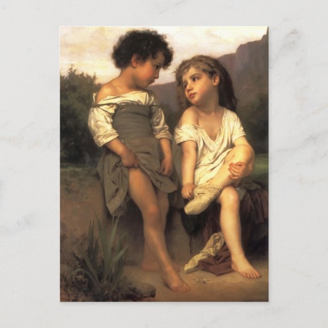 Postal William Bouguereau - Al borde del Brook (Anverso)