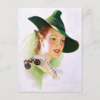 Postal William Fulton Soare: Mujer con Binocular