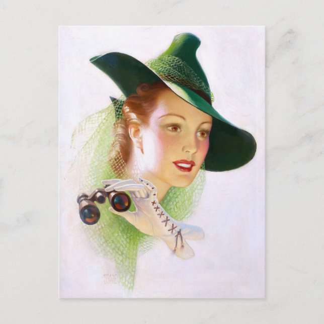 Postal William Fulton Soare: Mujer con Binocular (Anverso)