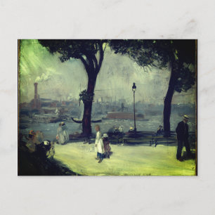 Postal William Glackens - Parque del East River (c. 1902)
