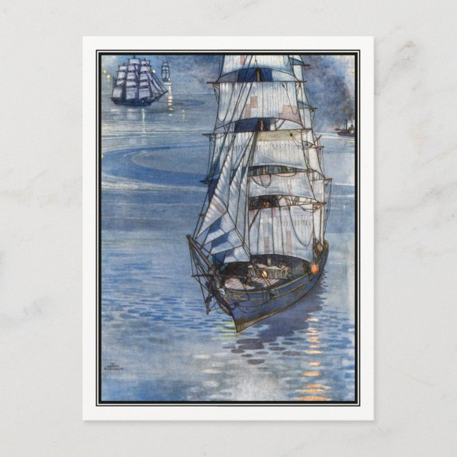 Postal William Heath Robinson - Arte de Barco Vintage (Anverso)