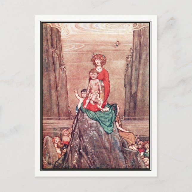 Postal William Heath Robinson - Los bebés del agua (Anverso)