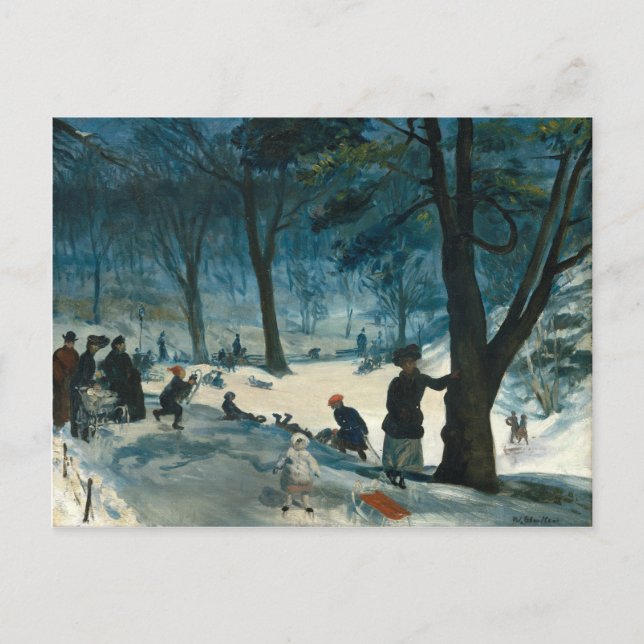Postal William James Glackens Central Park Winter (Anverso)
