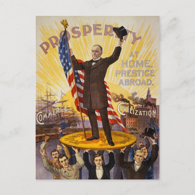 Postal William McKinley, Poster de la campaña Gold Standa (Anverso)