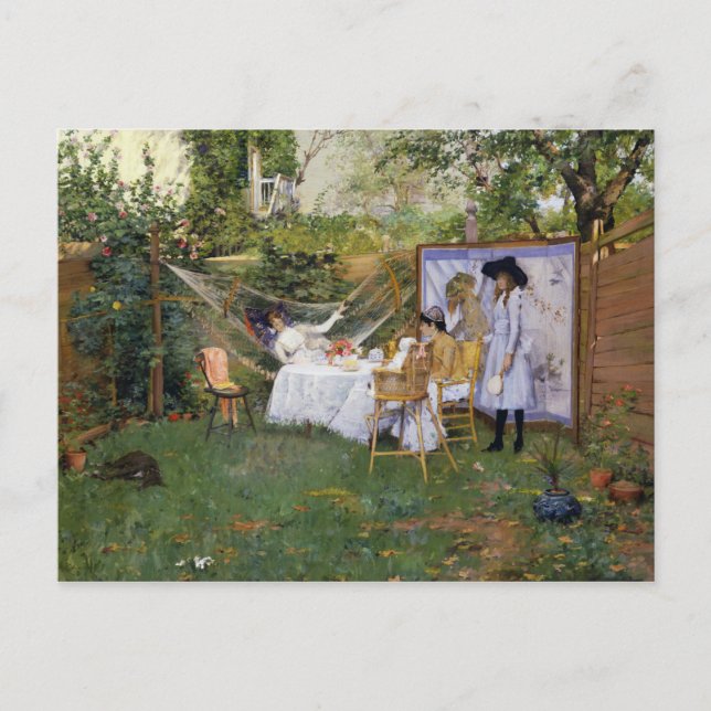 Postal William Merritt Chase - Desayuno al aire libre (Anverso)
