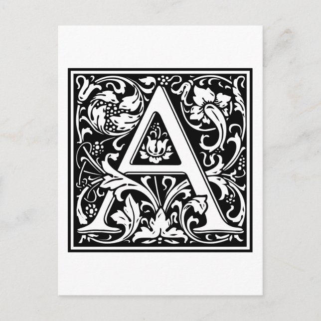 Postal William Morris Alphabet "A" (Anverso)