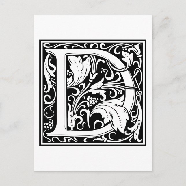 Postal William Morris Alphabet "D" (Anverso)