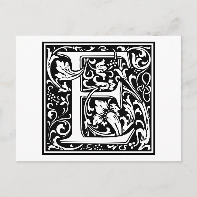 Postal William Morris Alphabet "E" (Anverso)
