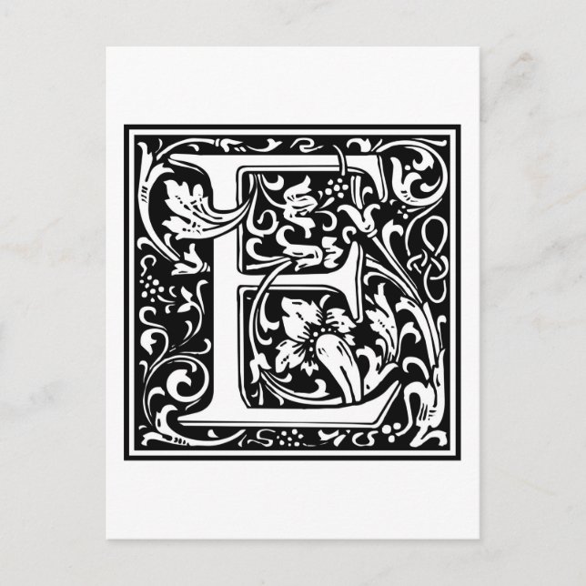 Postal William Morris Alphabet "E" (Anverso)