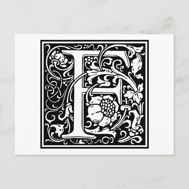 Postal William Morris Alphabet "F" (Anverso)