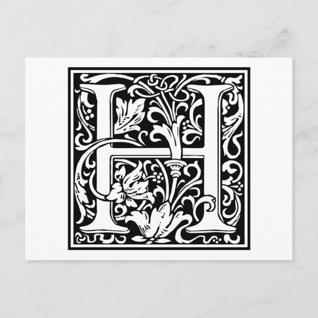 Postal William Morris Alphabet "H" (Anverso)