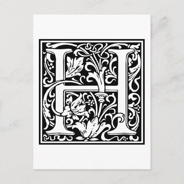 Postal William Morris Alphabet "H" (Anverso)