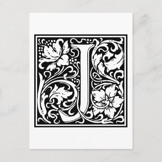 Postal William Morris Alphabet "J" (Anverso)